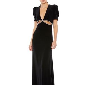 Mac Duggal Black Cutout Evening Gown with Crystal Trim